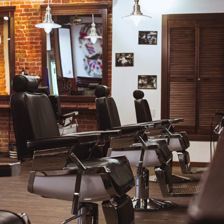 Vintage chairs and interior in stilish barbershop